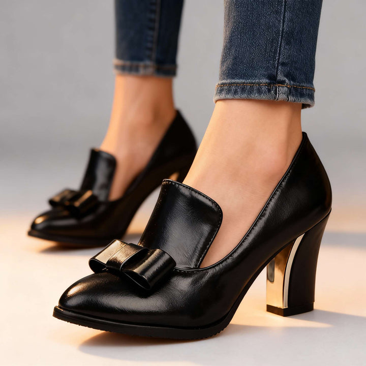 Amara Bow Block Heel Loafers