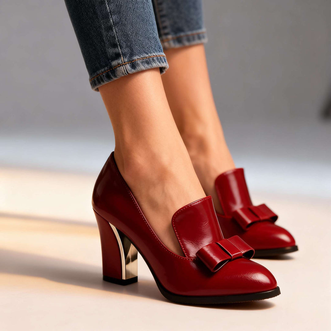 Amara Bow Block Heel Loafers
