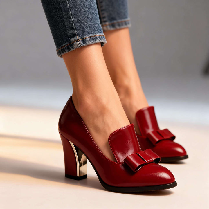 Amara Bow Block Heel Loafers