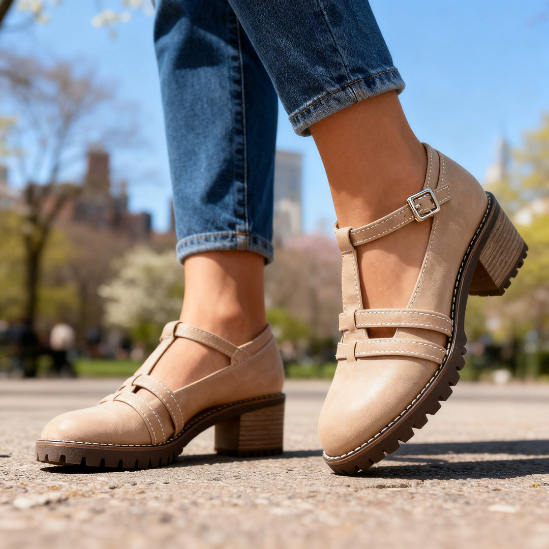 Camille T-Strap Block Heel Loafer