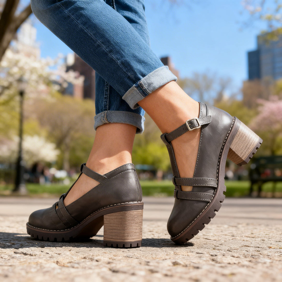 Camille T-Strap Block Heel Loafer