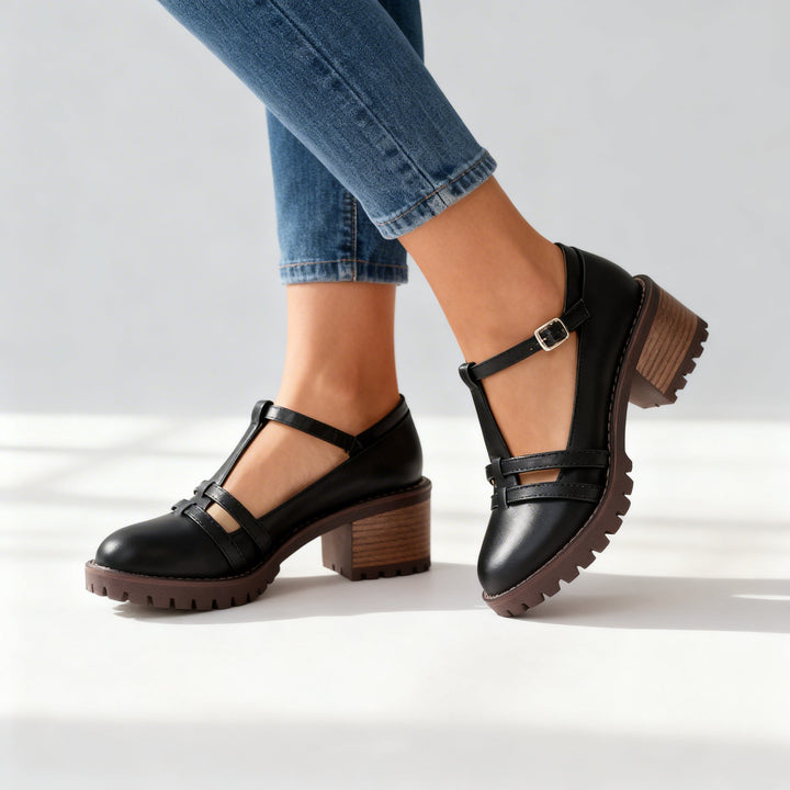 Camille T-Strap Block Heel Loafer