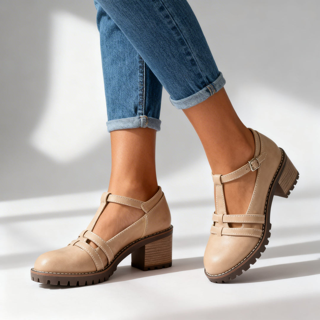 Camille T-Strap Block Heel Loafer