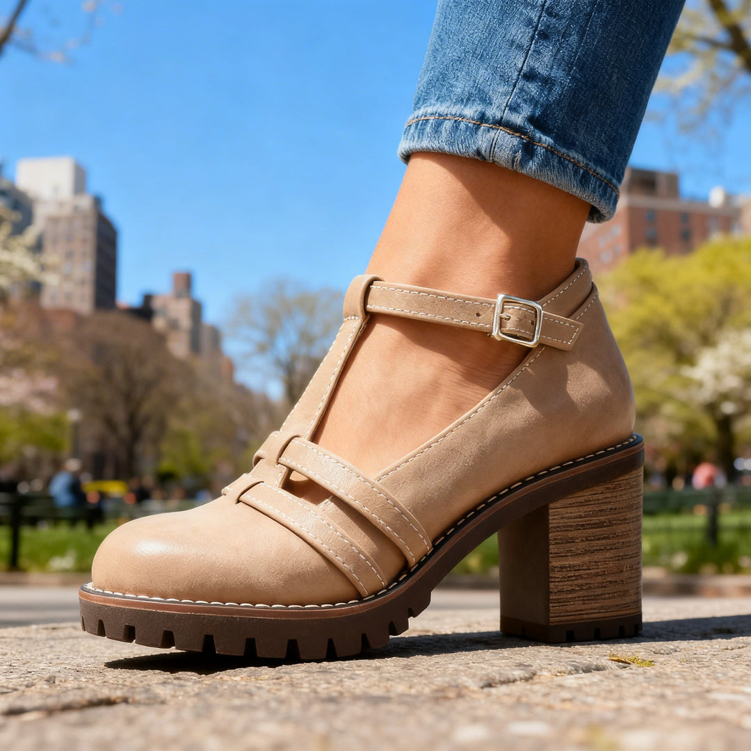 Camille T-Strap Block Heel Loafer